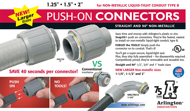 Arlington's Push-On Connectors ad