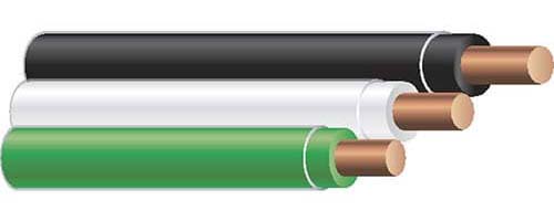 Green, white, and black THHN solid copper wire