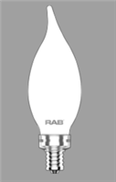 BA113E12927FF - 3W Led BA11 Flame Tip 27K Cndlbra 300LM 90cri - Rab Lighting