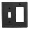 NP126BK - Wallplate, 2-G, 1) Tog 1) Rec, BK - Hubbell Wiring Devices