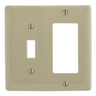 NP126I - Wallplate, 2-G, 1) Tog 1) Rec, Iv - Hubbell Wiring Devices