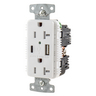 USB20AC5W - RCPT Dup 20A 125V 5A 5V Usb Port Ac WH - Hubbell Wiring Devices