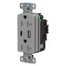 USB20ACGY - RCPT Dup 20A125V 3.1A5V Usb Port Ac Gy - Wiring Device-Kellems