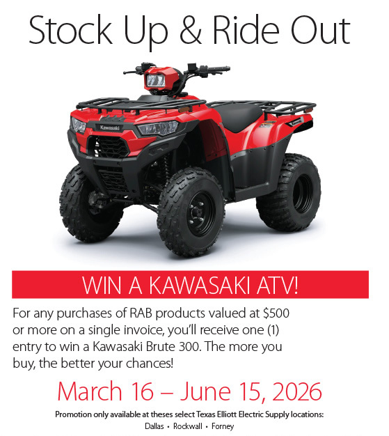 Stock Up and Ride Out with RAB Promotion in Dallas at Elliott Electric Supply